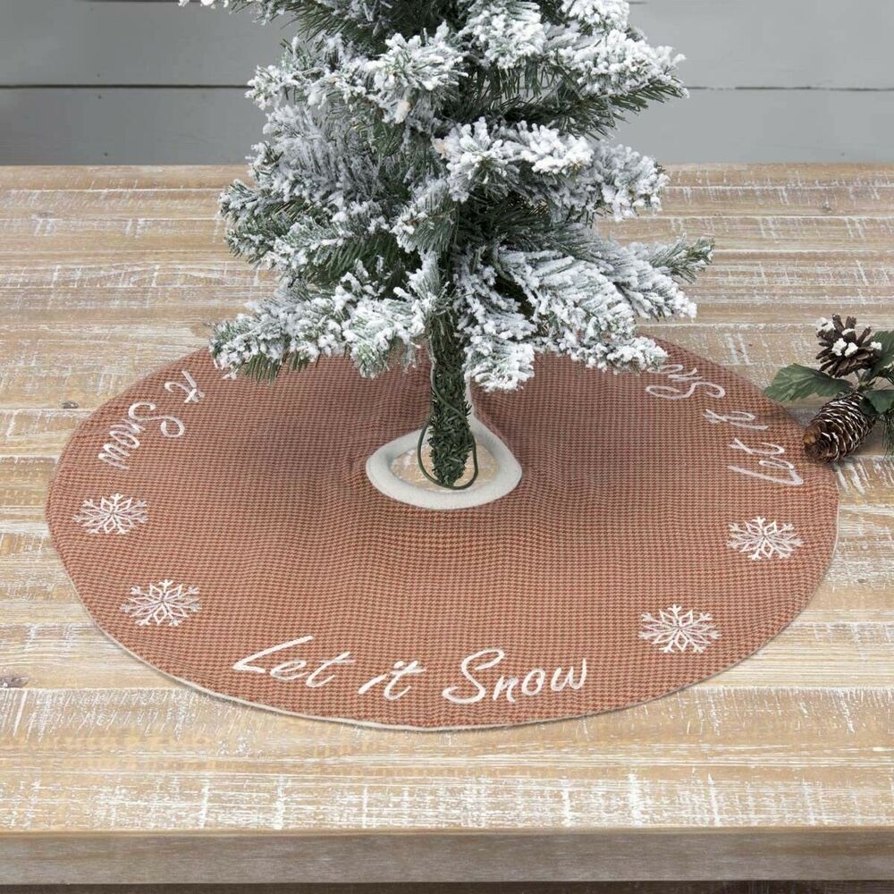 VHC Brands Holiday Decor Let It Snow Mini Christmas 21" Tree Skirt
